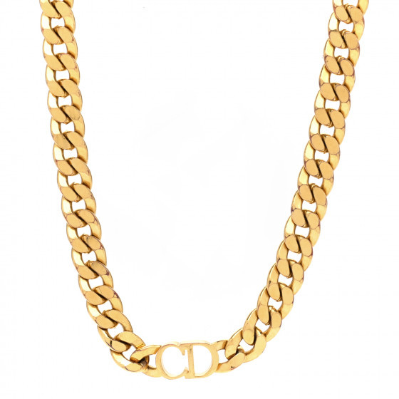CHRISTIAN DIOR Metal CD Choker Necklace Gold | FASHIONPHILE (US)