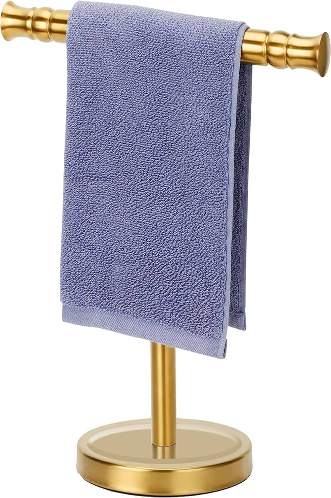 Gold Hand Towel Holder Stand for Bathroom Vanity Countertop SUS304 Stainless Steel T-Shape Free S... | Amazon (US)