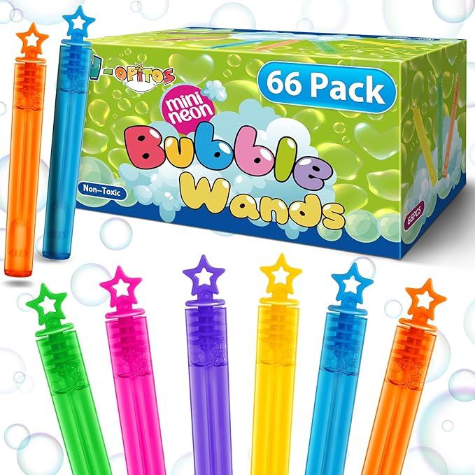 66 Pcs Mini Bubble Wands in 6 Colors, Bulk Party Favors for Kids, Themed Birthday, Christmas, New... | Amazon (US)