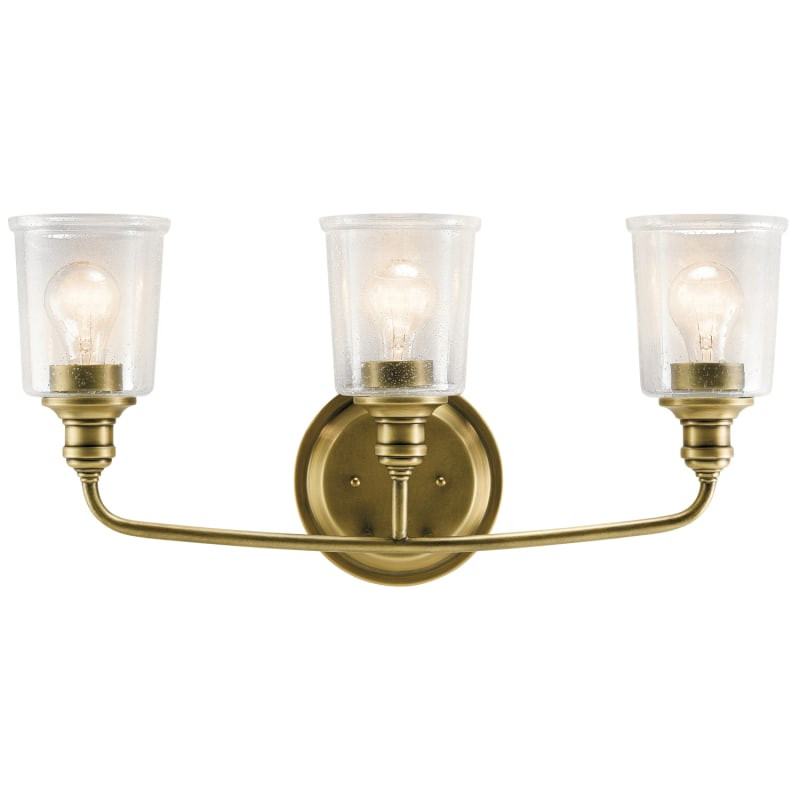 Kichler 45747 Waverly 3 Light Bathroom Vanity Light Natural Brass Indoor Lighting Bathroom Fixtures  | Build.com, Inc.