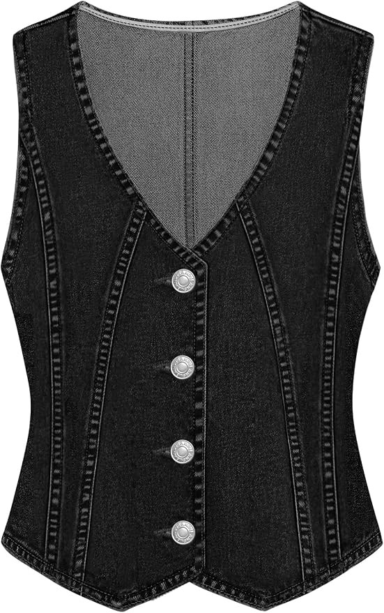 LYHIPSS Denim Vest Women V Neck Jean Vest Tops for Women Sleeveless Button Down Summer Outfit Den... | Amazon (US)