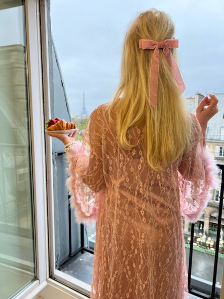 Beautiful nightgown and lace robe set and of course ribbon in my hair #loungewear #nightgown #vacation 

#LTKunder50 #LTKFind #LTKeurope
