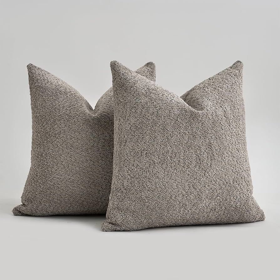 Pillow Covers 20x20 Neutral Pillow Covers Textured Chenille Throw Pillows Set of 2 Farmhouse Thro... | Amazon (US)