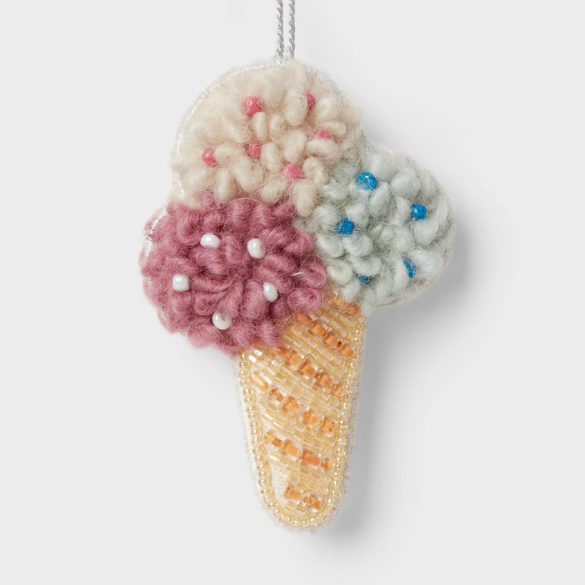 Beaded Fabric Ice Cream Cone Christmas Tree Ornament Tan - Wondershop™ | Target