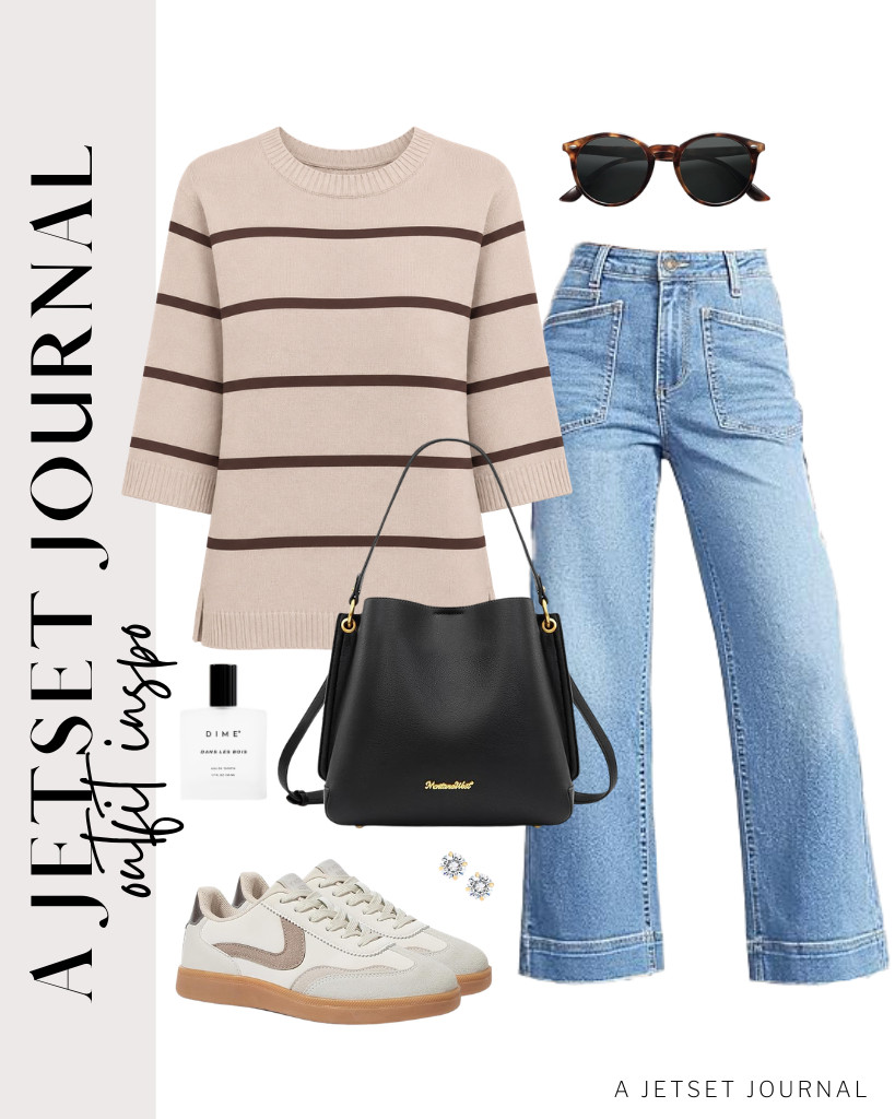 This color of LOMON crewneck top also matches Cicy Bell wide-leg jeans. You can use this Montana West bag and a pair of LUCKY STEP fashion sneakers for this look. These PAVOI stud earrings go well with this outfit, too.

#LTKSeasonal #LTKSaleAlert #LTKTravel
 

 