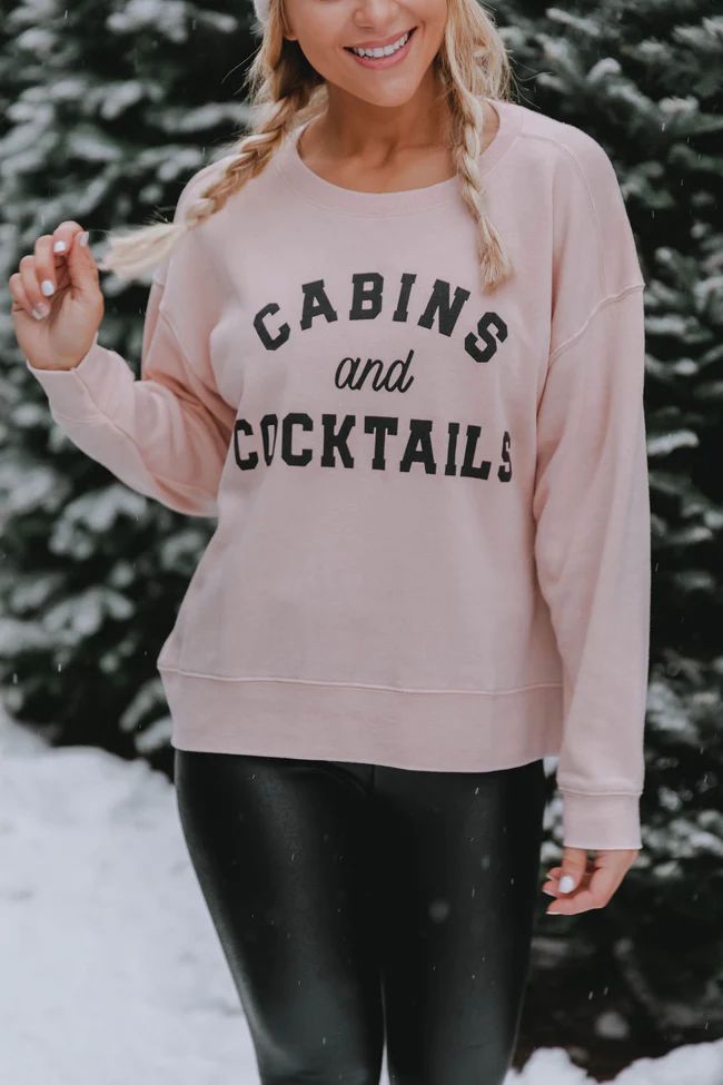 Cabins And Cocktails Pale Pink Graphic Sweatshirt FINAL SALE | Pink Lily