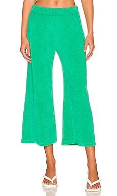 MONROW Terrycloth High Waisted Flare Sweatpant in Peacock Green from Revolve.com | Revolve Clothing (Global)