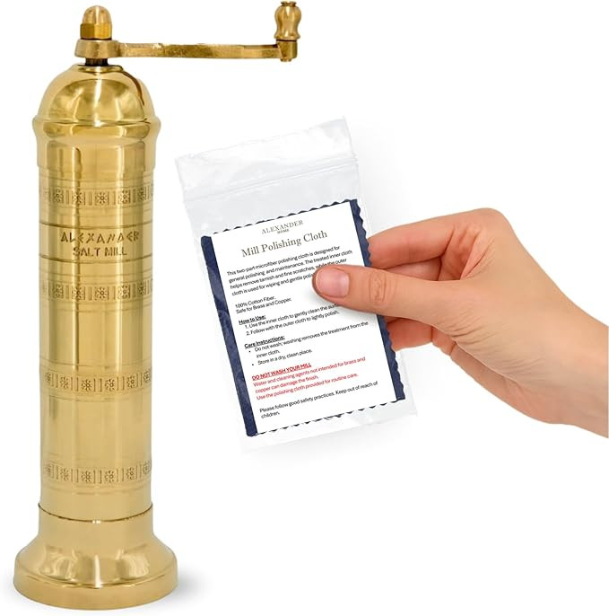 Alexander Home Original Greek Salt Mill, 8-Inch Brass– European Manual Salt Grinder Refillable,... | Amazon (US)
