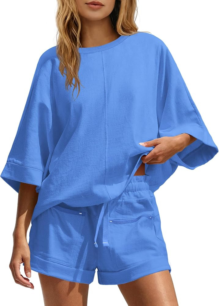 Nirovien Womens 2 Piece Short Sets Two Piece Outfits Lounge Set | Amazon (US)