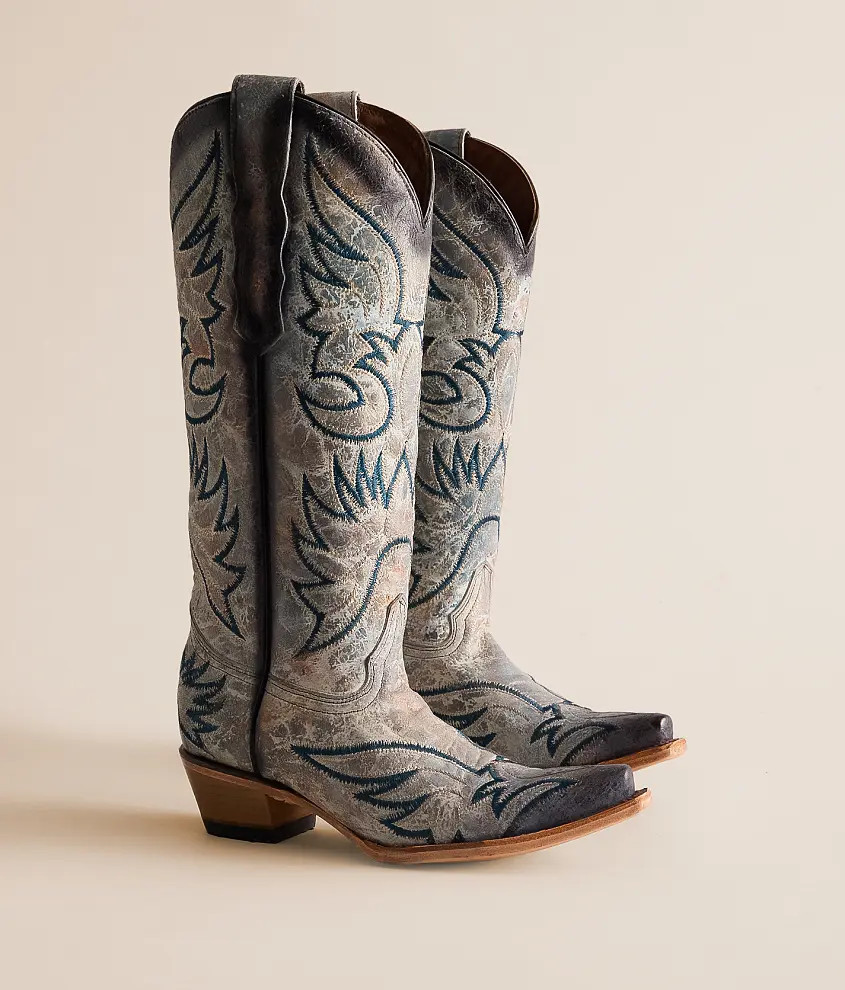Crackled Leather Western Boot | Buckle