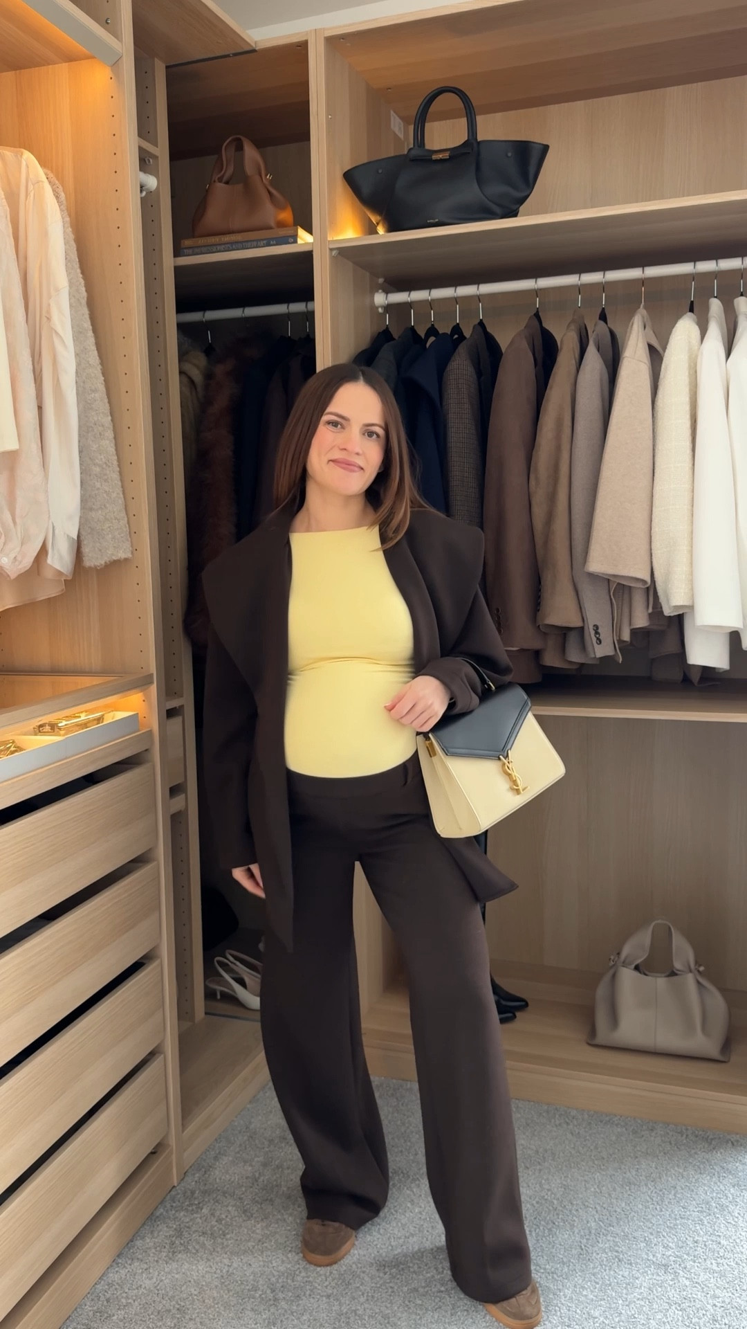 Part 1. The iconic trousers that have lived with me this whole pregnancy, paired with the matching jacket that instantly elevates the outfit, and this beautiful spring yellow top with a built-in bra.

All non-maternity and 100% rewearable postpartum.
Wearing a Small 💛

Follow for part 2.

#pregnancystyle #pregnancyoutfits #nonmaternity #thirdtrimester #expectingmom

#LTKmaternity #LTKworkwear #LTKspring