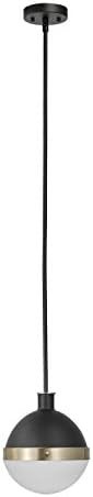 Globe Electric 65773 Bari 1-Light Pendant, Black, Matte Finish, Brass Accents, Half Opal Glass Sh... | Amazon (US)