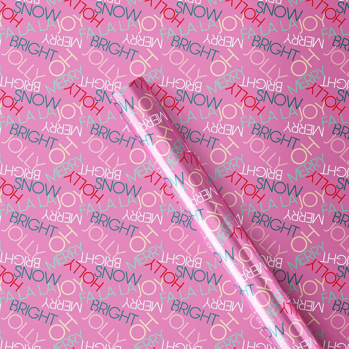 25 sq ft Holiday Text Christmas Gift Wrap Pink - Wondershop™ | Target