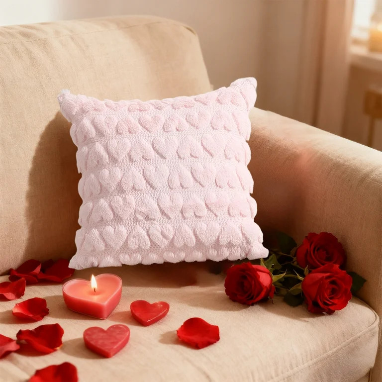 Valentines Day Gifts for Couple Velvet Cute Heart Soft Cushion Decorative Pillow for Couch, Sofa,... | Walmart (US)