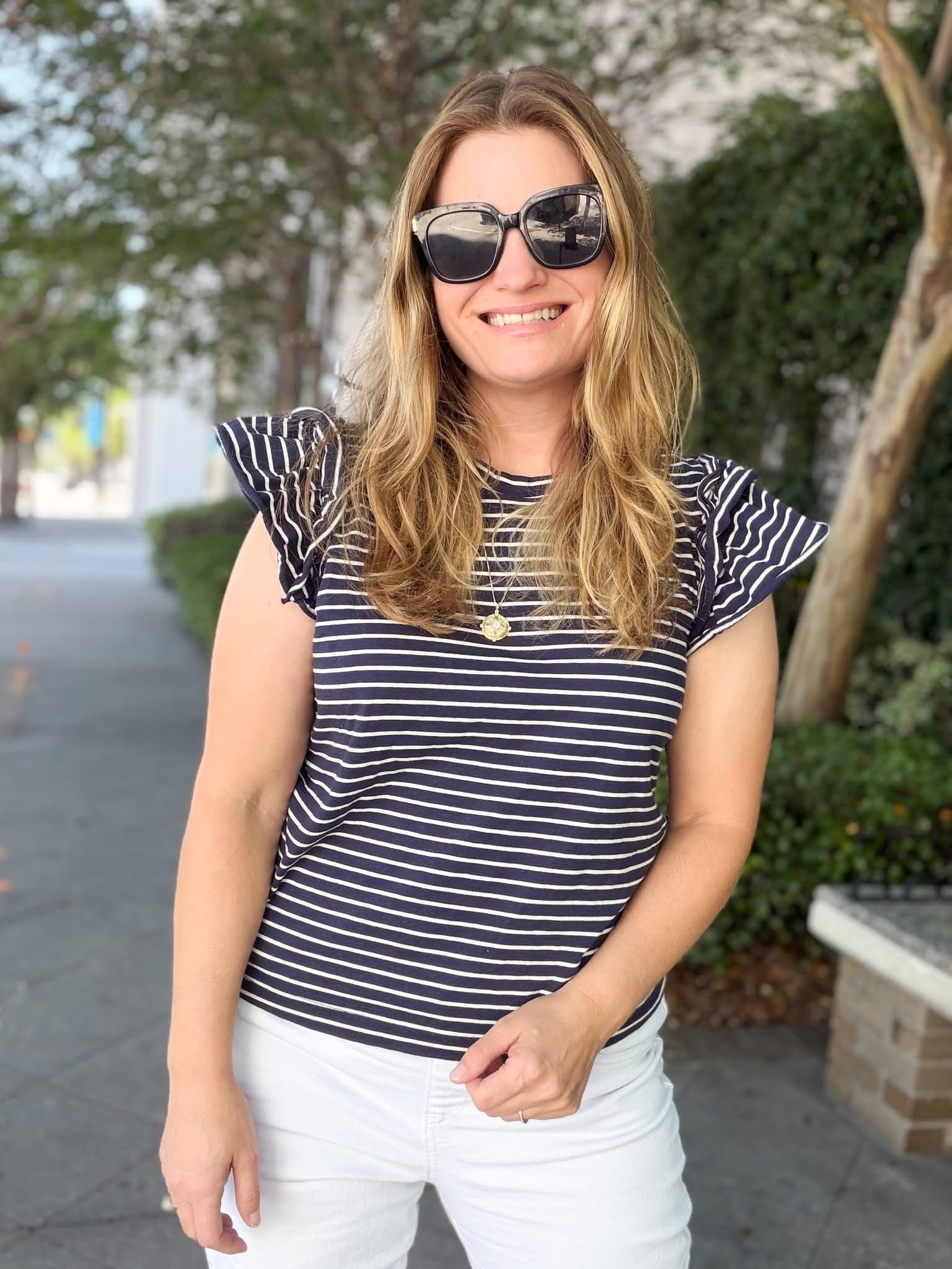 OOTD! I wore this cute flutter sleeve shirt today and I love it. It's 100% cotton and I've run it through the washer and dryer already and like the fit of my regular size medium.

Walmart outfit / ootd / Walmart fashion / Walmart finds / Walmart favorites / cotton outfit / 

#LTKmomlife #LTKdayinmylife #LTKootd