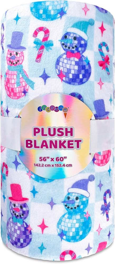 iscream Cozy Holiday Silky Soft Plush 56" x 60" Premium Fleece Print Throw Blanket - Disco Snowme... | Amazon (US)