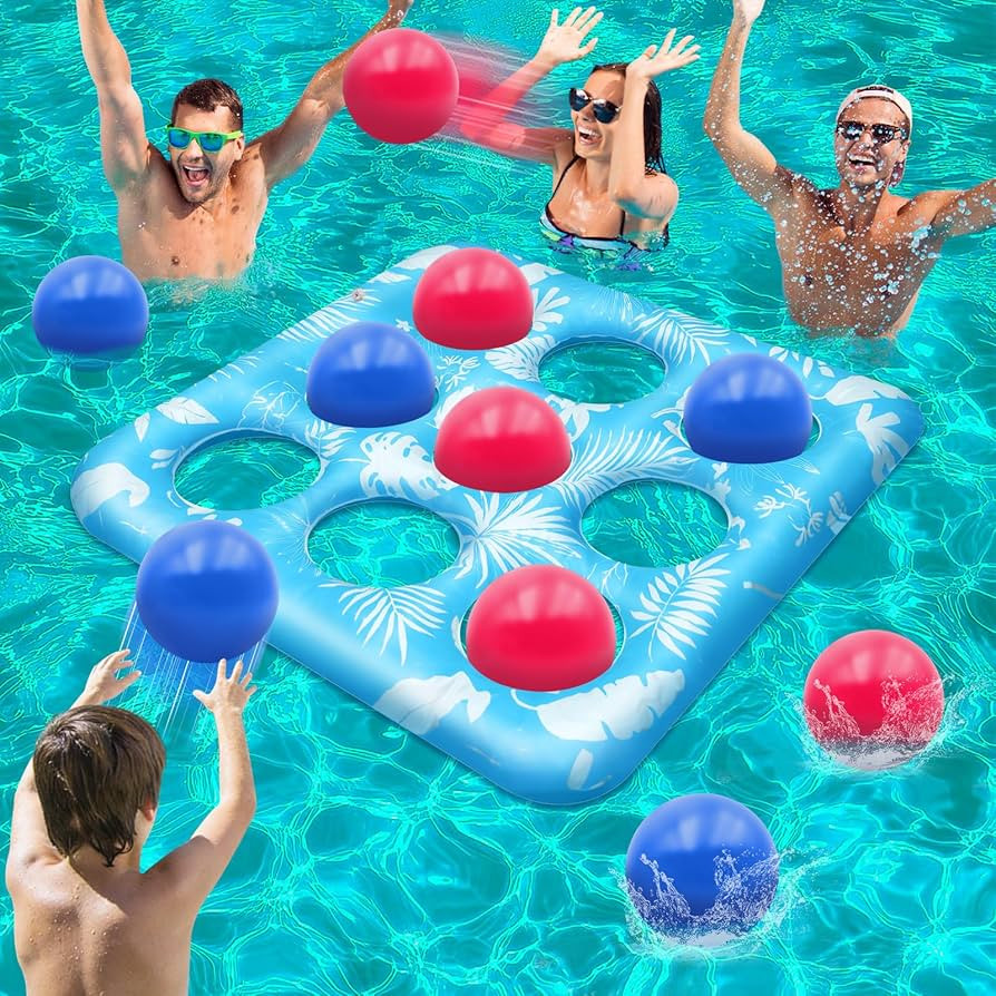 Intoypad Pool Toys for Kids Adults, Tropical Leaves Inflatable Swimming Pool Tic Tac Toe Game wit... | Amazon (US)