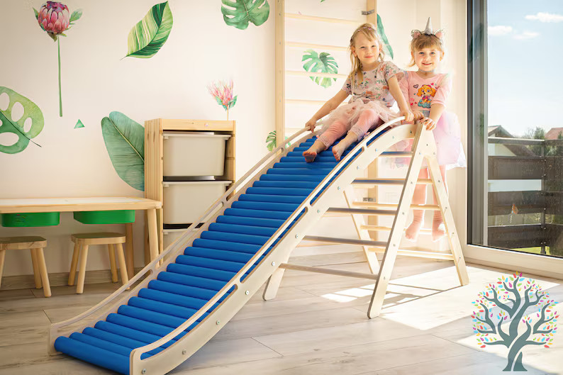 Montessori Wall Bars With Rolling Slide: Climbing Arch Rocker Set - Etsy | Etsy (US)