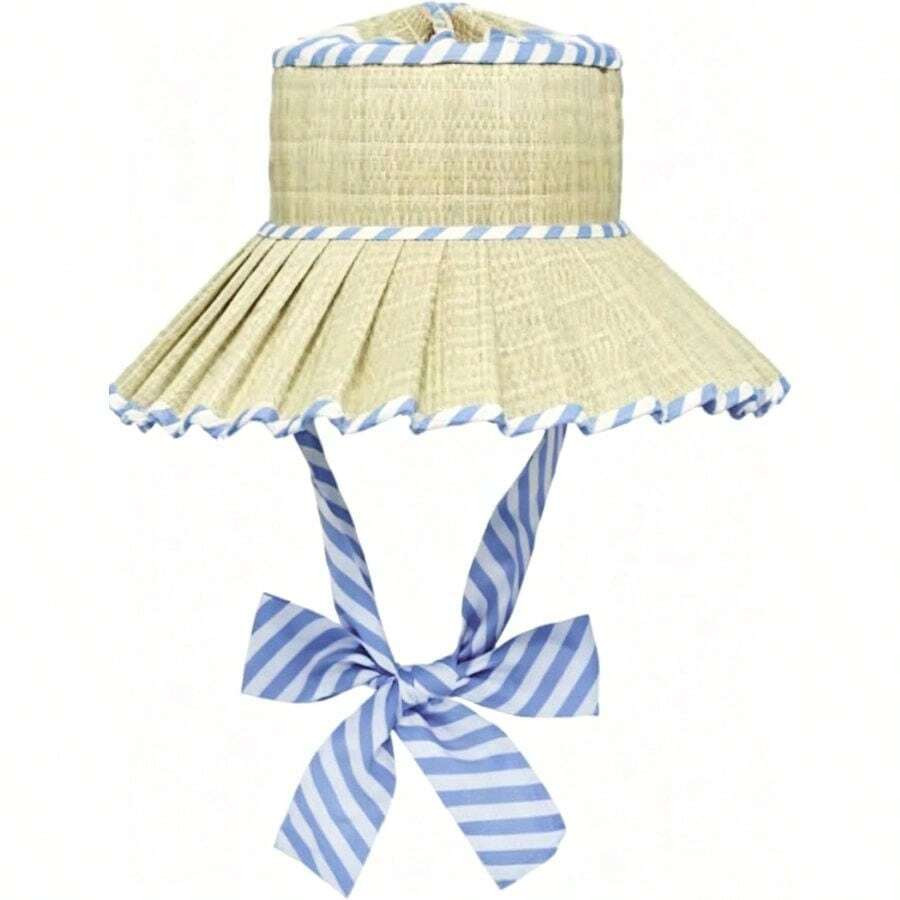 Lorna Murray Hat Pleated Hat Straw Reversible Women, Wide Brim Foldable Outdoor Pleated Beach Hat... | SHEIN