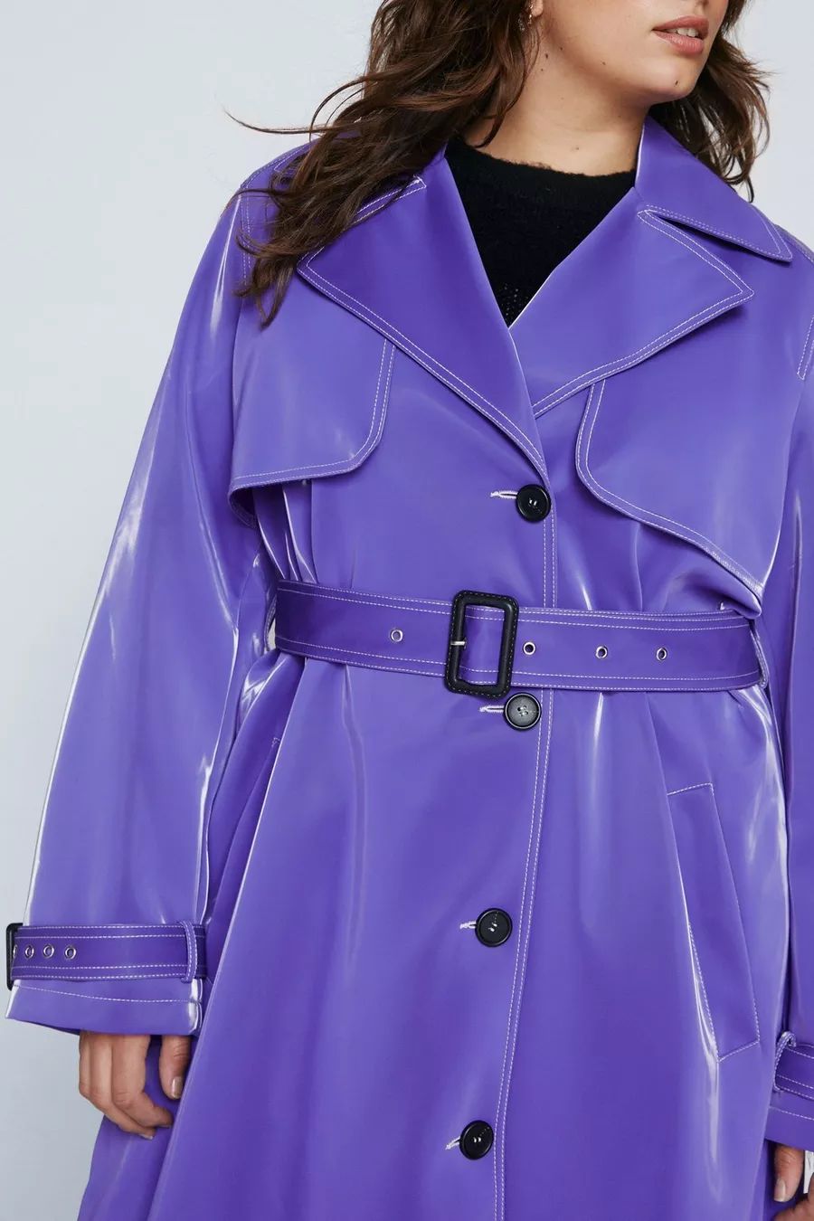 Plus Size High Shine Premium Belted Trench Coat | Nasty Gal (US)