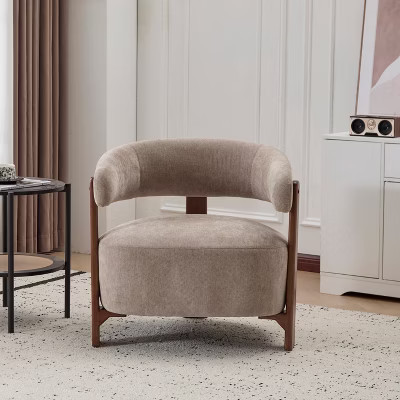 Christopher Knight Home Aubert Modern Rubberwood Upholstered  Accent Chair, Light Brown/Walnut | Target