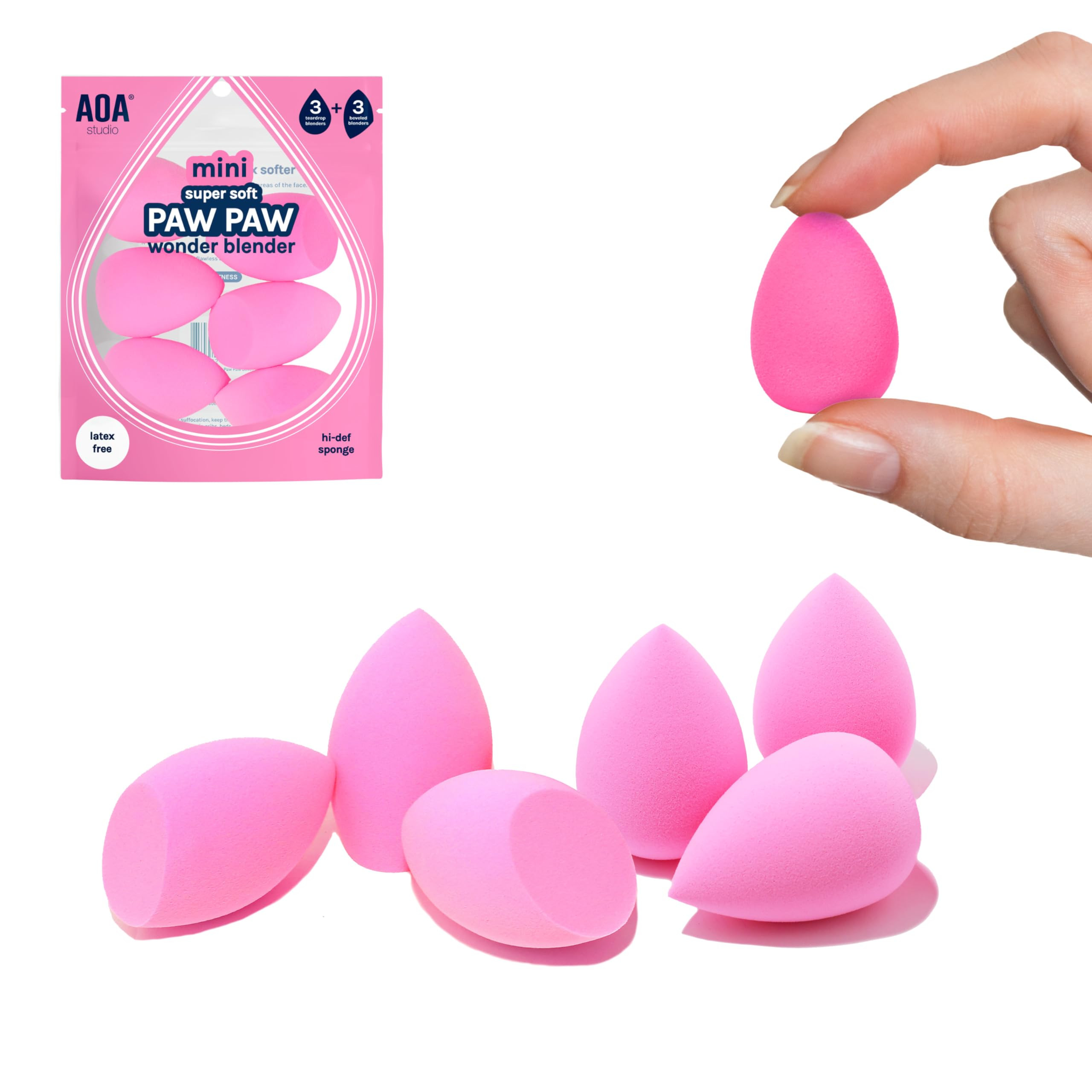 AOA STUDIO Collection MiNi Makeup Sponge Set Blender Latex Free and High-definition of 6 For Powd... | Amazon (US)