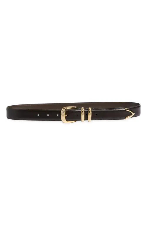 Favorite Daughter The Jordan Leather Belt in Dark Brown/gold at Nordstrom, Size Large | Nordstrom