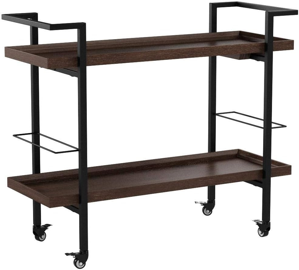 Christopher Knight Home Gerard Industrial Wooden Bar Cart, Dark Walnut Finish / Black | Amazon (US)