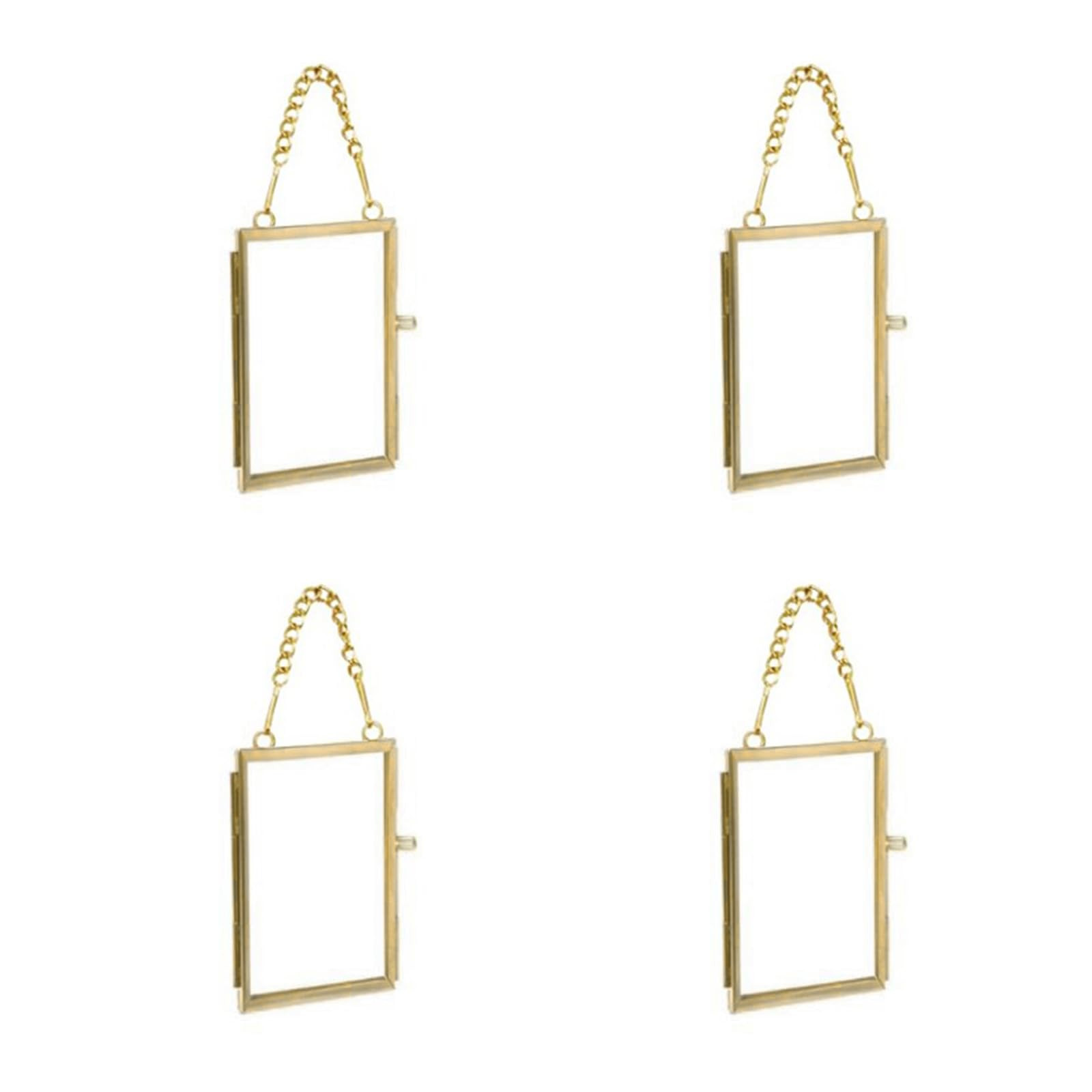 4PCS Glass Frame for Pressed Flowers, 2x3 Inch Brass Hanging Photo Frame Double Glass Frame with ... | Amazon (US)