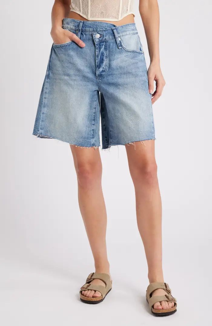 Boomerang Overlap High Waist Denim Cutoff Shorts | Nordstrom