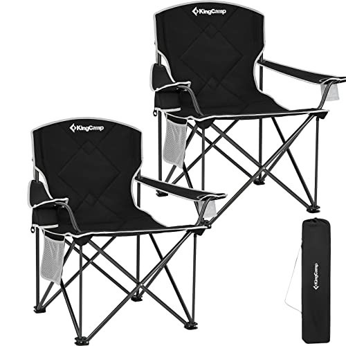 KingCamp Oversized Camping Chairs for Adults with Carry Bag, Heavy Duty Outdoor Camping Chairs with Cup Holder, Storage Pocket, Supports 360LBS, for Camp, Travel, Picnic | Amazon (US)