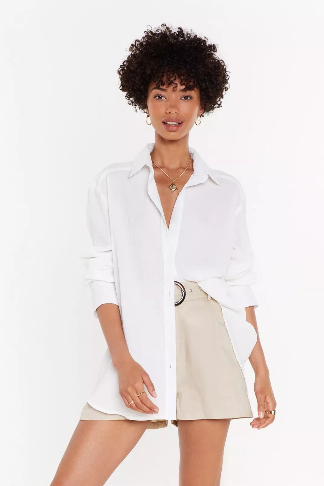 White Oversized Shirt with Button-Down Closure | Nasty Gal (US)