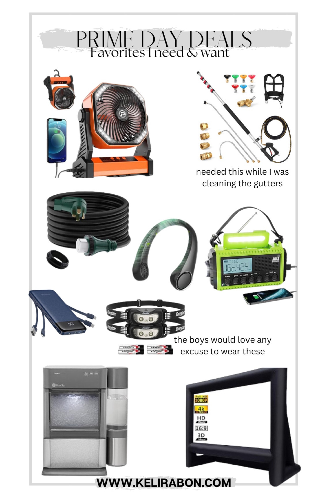Prime day deals that I love and need 

Portable fan, portable charger, nugget ice maker, gutter pressure washer cleaner kit, cell phone charger, inflatable outdoor movie screen, personal fan 

#LTKHome #LTKSaleAlert #LTKFindsUnder100