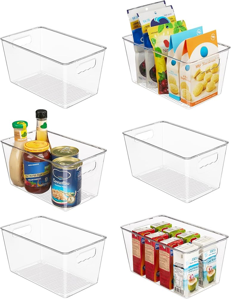 Vtopmart Clear Plastic Storage Bins, 6 PCS Pantry Organizer Bins with Handle for Refrigerator, Fr... | Amazon (US)