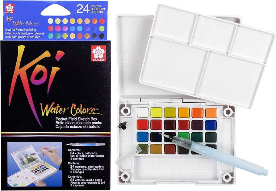 SAKURA Koi Pocket Field Sketch Kit - Watercolor Sets for Painting On the Go - 24 Colors - 1 Water... | Amazon (US)