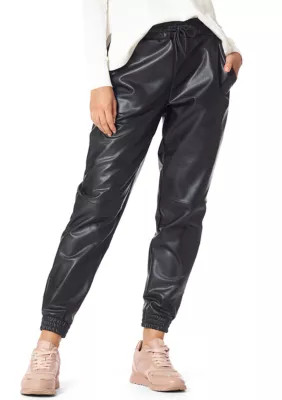 Women's Faux Leather High Waist Joggers | Belk