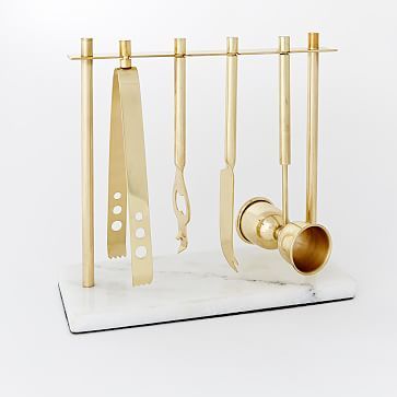 Deco Marble &amp; Brass Barware Set | West Elm (US)