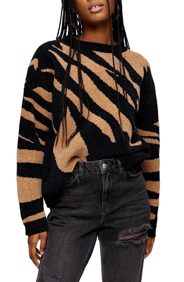 Abstract Stripe Chenille Sweater | Nordstrom