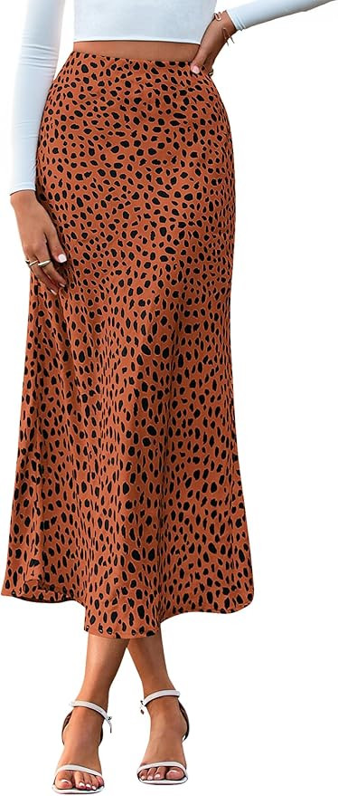 BTFBM Satin Skirts for Women 2025 Fall Winter High Waisted A-Line Leopard Print Floral Cocktail W... | Amazon (US)