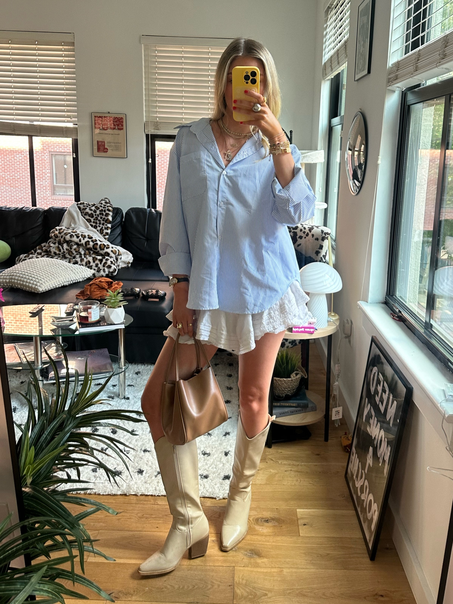 shirt: size small
skirt: thrifted 
boots: pretty little thing 
