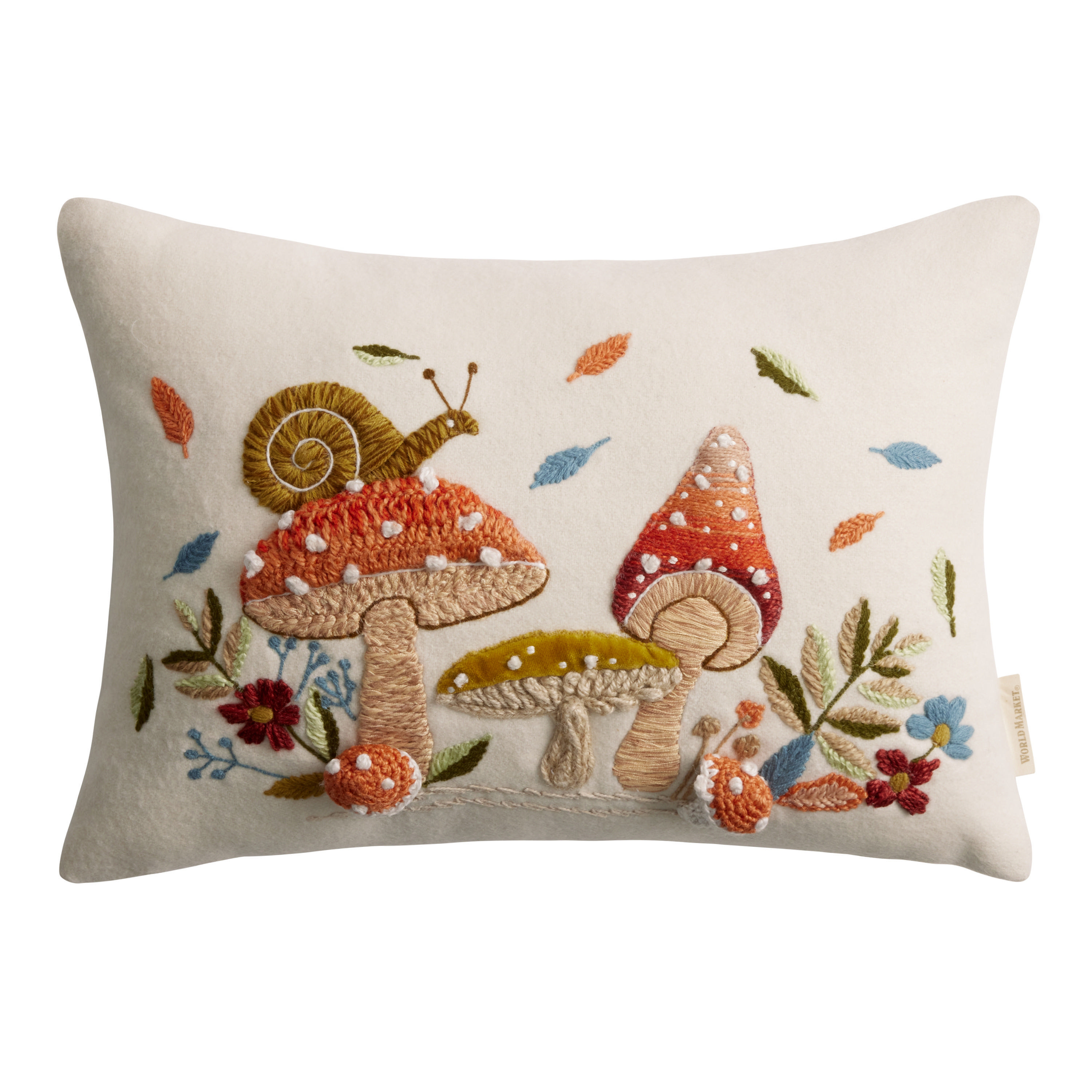 Embroidered Mushroom Lumbar Pillow | World Market