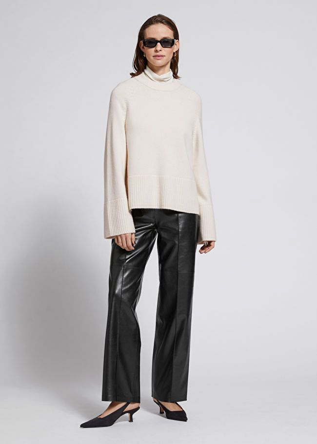 Leather Wide-Leg Pleated Trousers | & Other Stories (EU + UK)