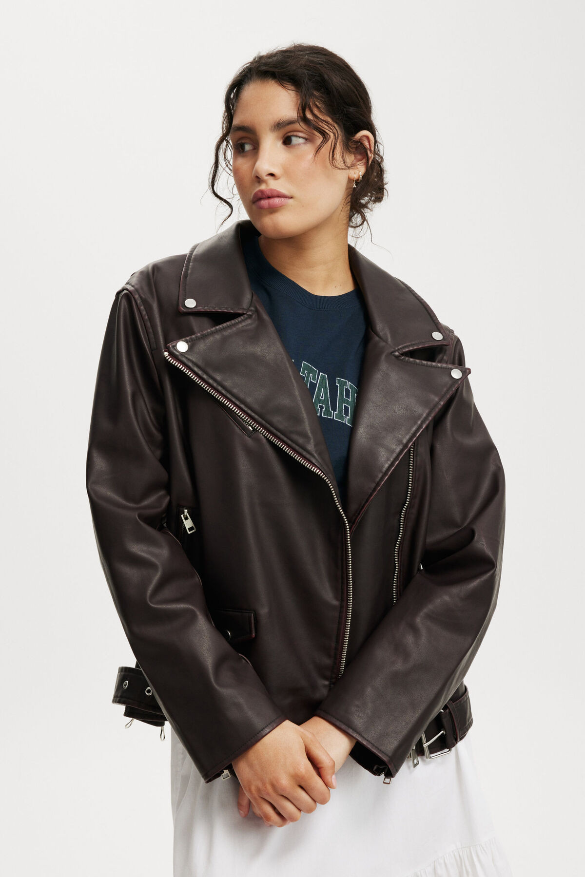 Roman Faux Leather Biker Jacket | Cotton On (US)