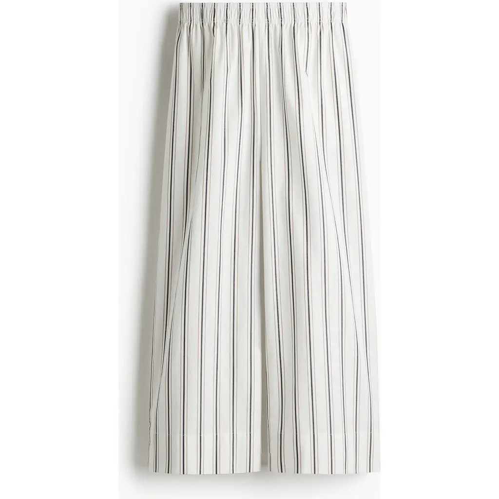 H&M Ankle-length Cotton Trousers in White/striped at Nordstrom, Size 4X-Large | Nordstrom
