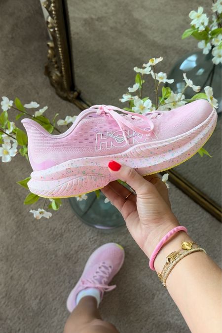 Pink hoka sneakers true to size! 

#LTKShoeCrush #LTKFindsUnder50 #LTKFindsUnder100