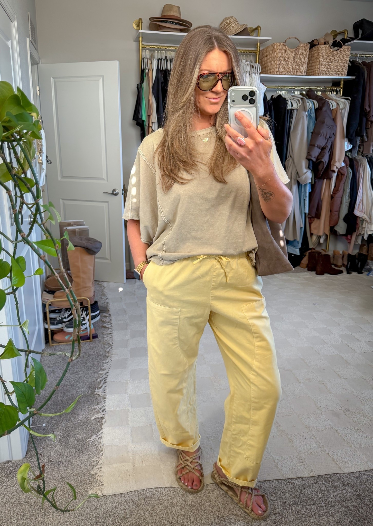 65° in winter calls for sandals and short sleeves ☀️ large tee, 30 tall pants, 11/11.5 sandals 

#LTKootd #LTKTall #LTKOver40