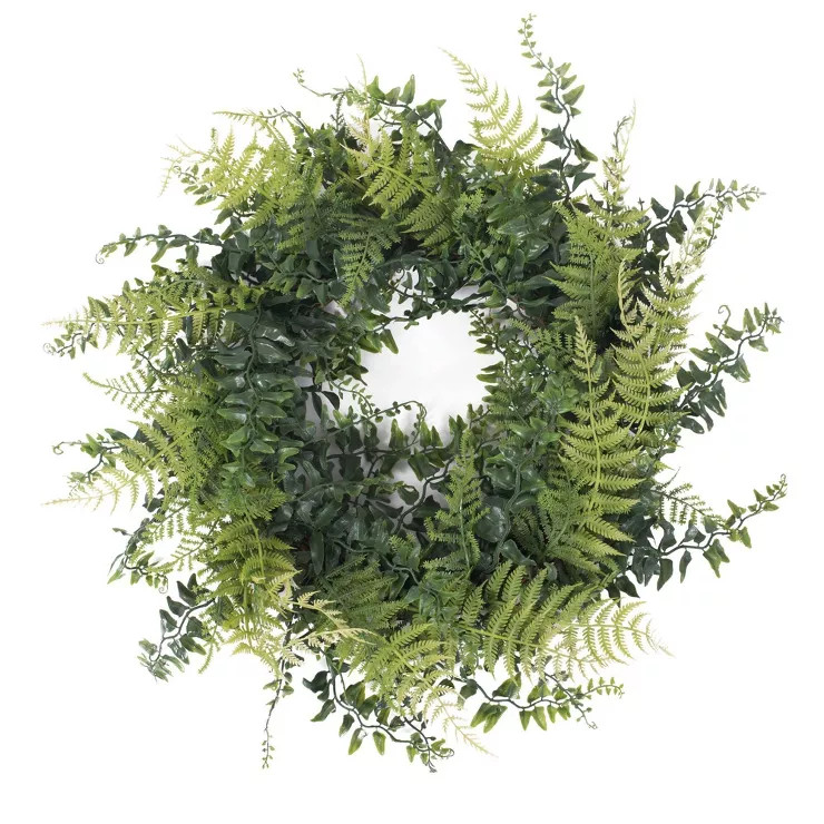 Artificial Buckler Fern & Grass Wreath (18") - Vickerman | Target