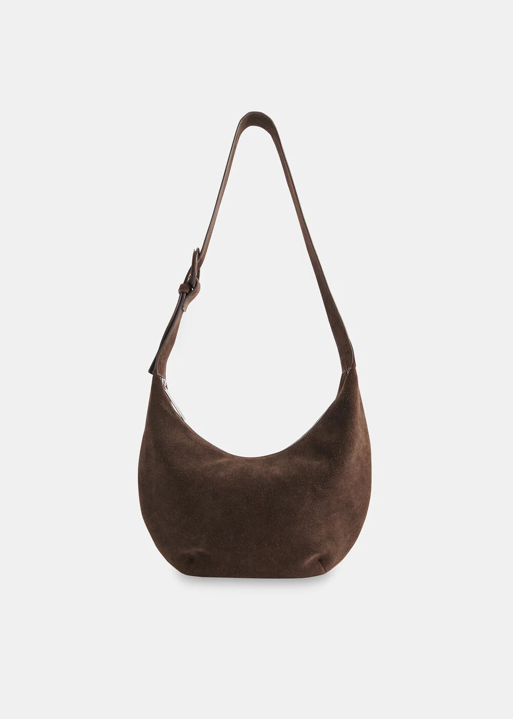 Chocolate Sia Suede Curved Crossbody Bag | WHISTLES | Whistles UK | | Whistles
