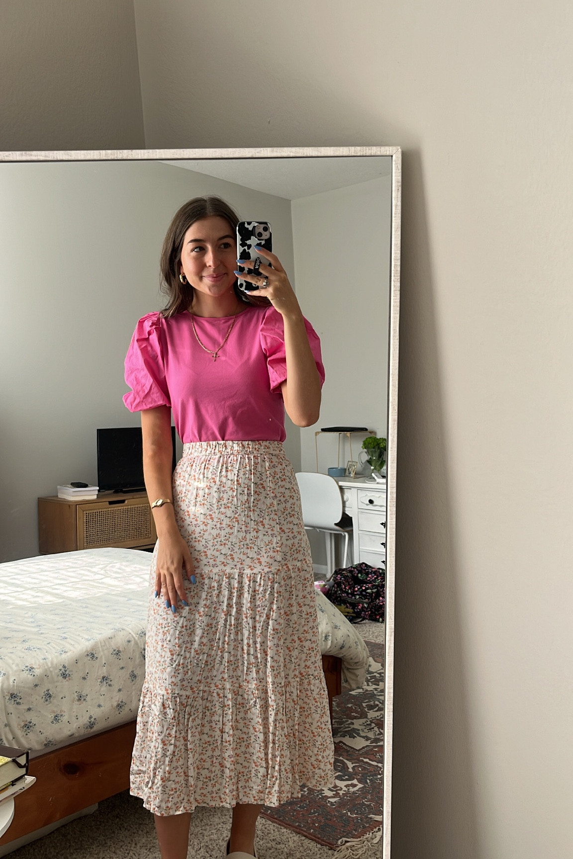 Modest summer work outfit inspiration, conservative pastel summer outfit, pink outfit, midi skirt inspiration 

#LTKunder50 #LTKworkwear #LTKSeasonal