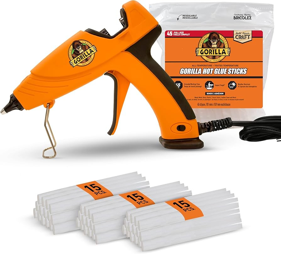 Gorilla Hot Glue Gun Kit (Pack of 1 Full Size Hot Glue Gun and 45 Sticks) - Dual Temp, Precision ... | Amazon (US)
